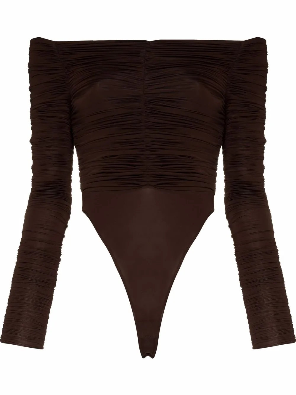 

Alex Perry off-shoulder ruched top - Brown