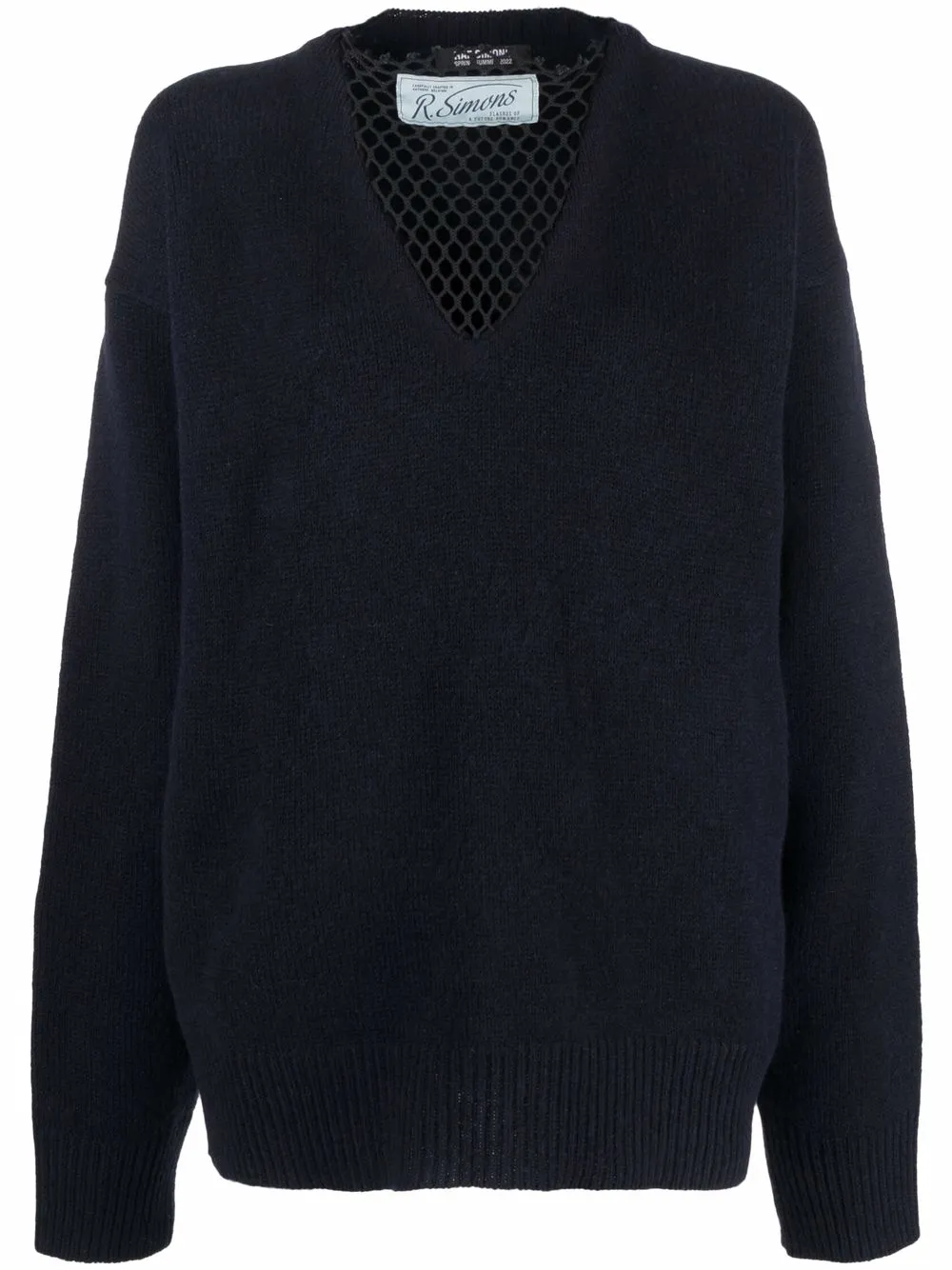 mesh panel merino wool jumper