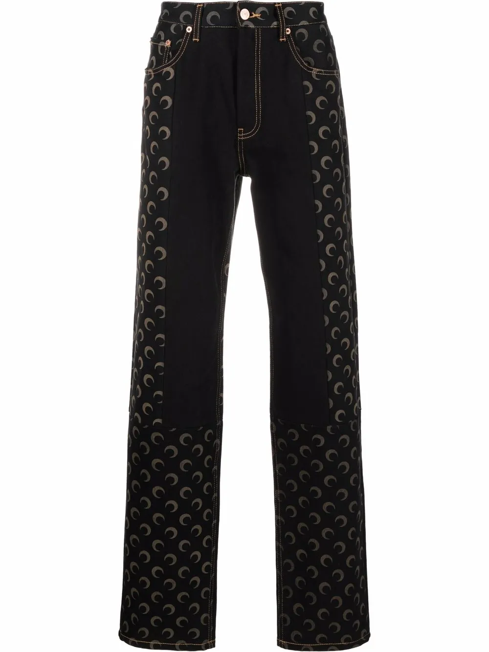 

Marine Serre jeans con estampado de luna creciente - Negro