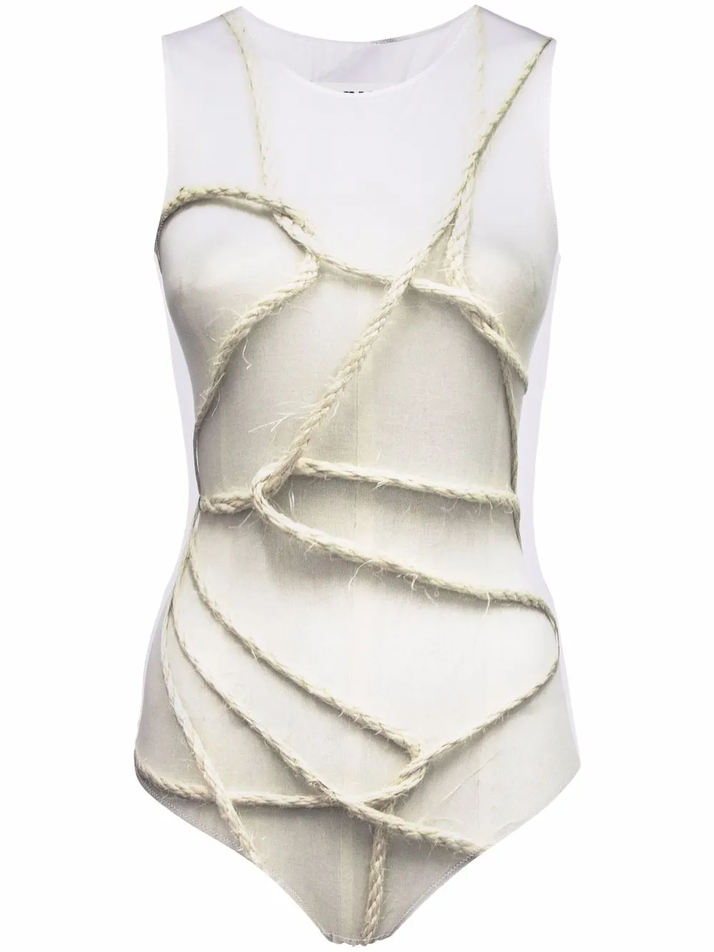 

MM6 Maison Margiela body con cuerda estampada - Neutro