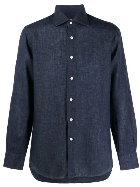 Barba - cutaway-collar long-sleeved shirt