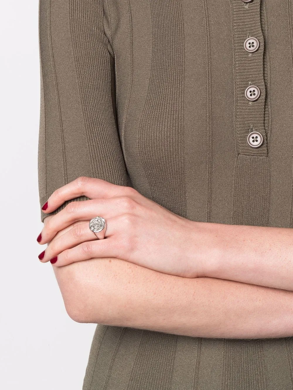 Avgvst Ring met gegraveerde roos - Zilver