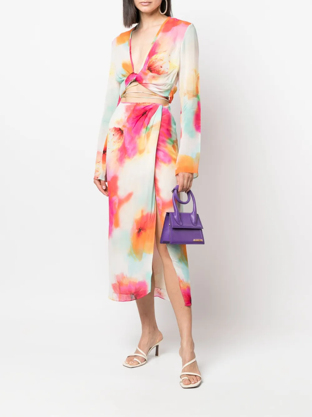 THE ANDAMANE Midi-rok met bloemenprint - Beige