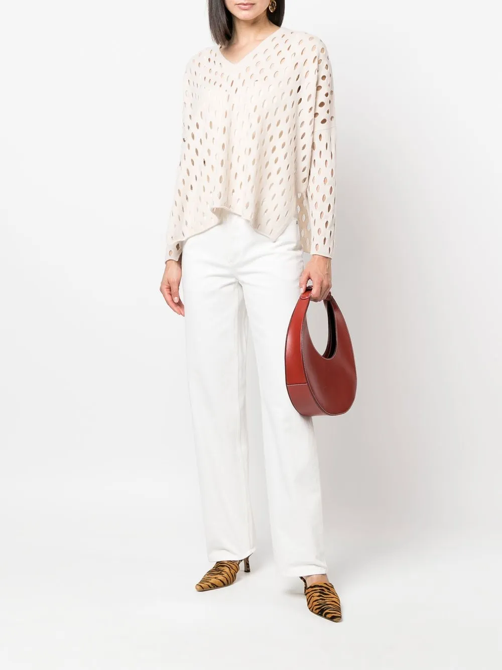 Allude Trui met V-hals - Beige