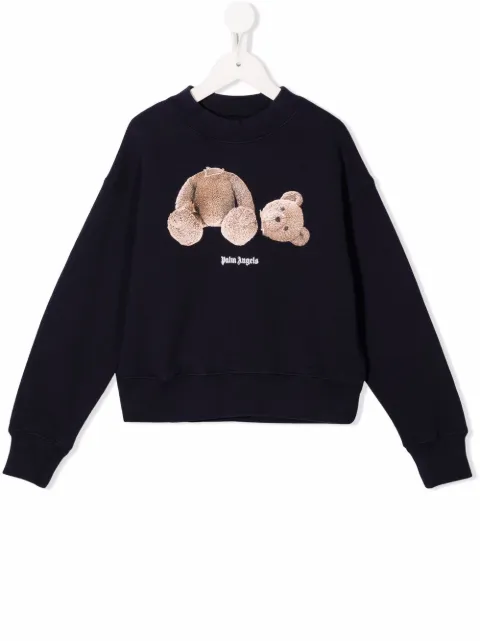 Palm Angels Kids bear-print cotton sweatshirt