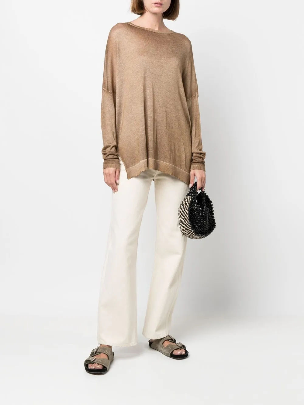 Avant Toi Fijngebreide top - Beige