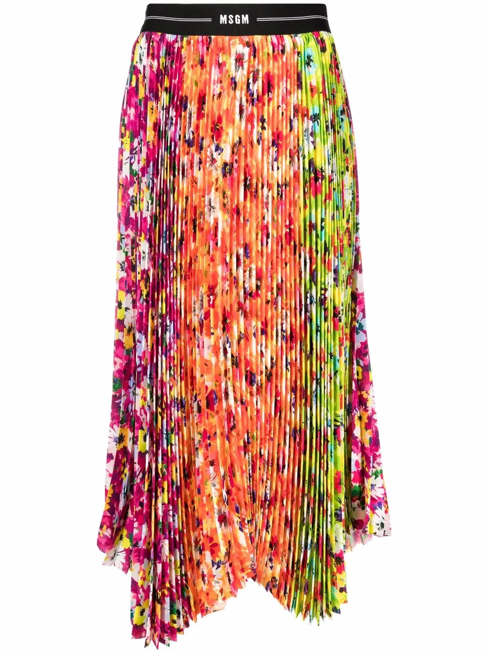 

MSGM abstract-print pleated skirt - Orange