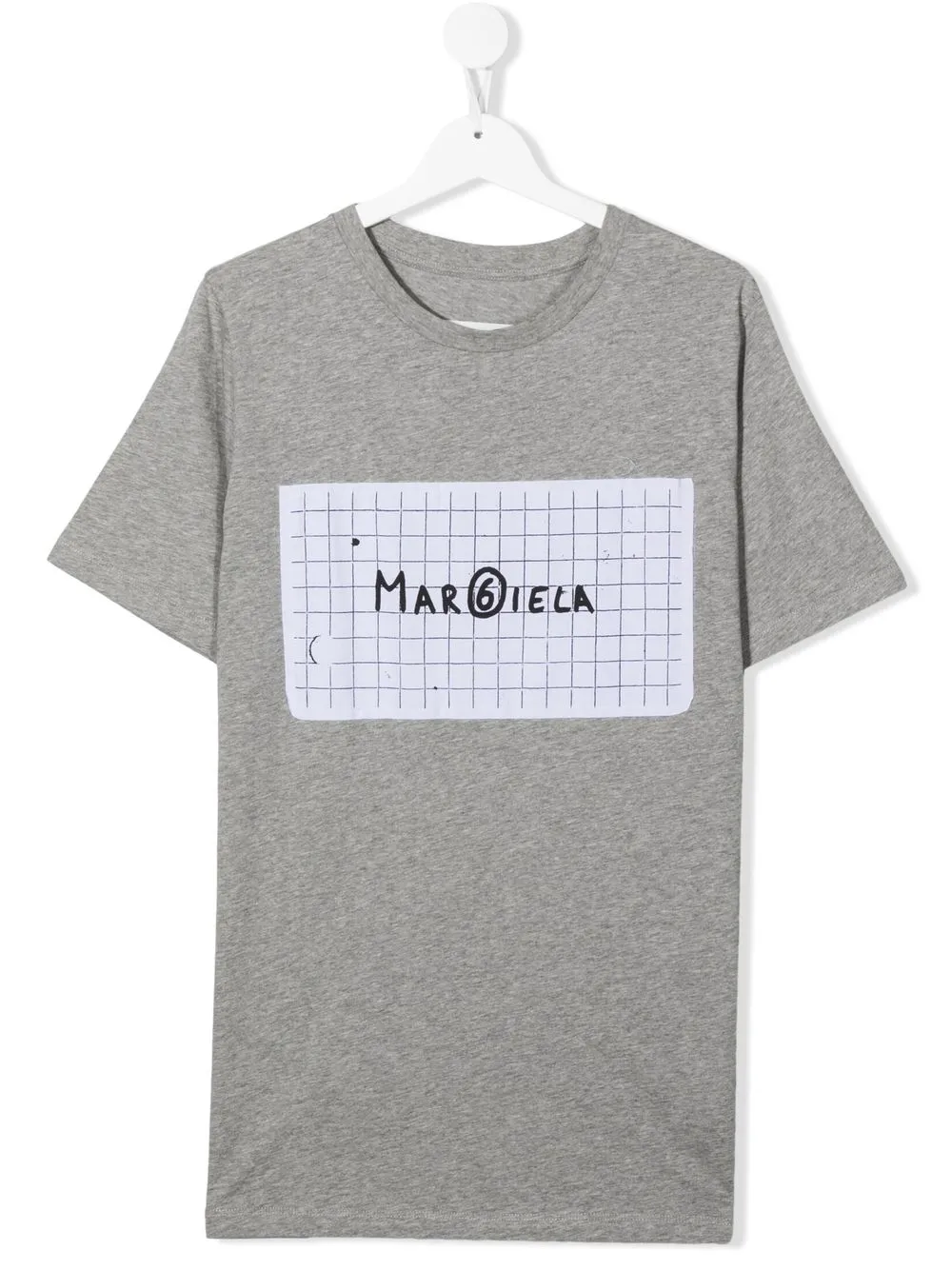 

MM6 Maison Margiela Kids TEEN grid notebook logo-print T-shirt - Grey