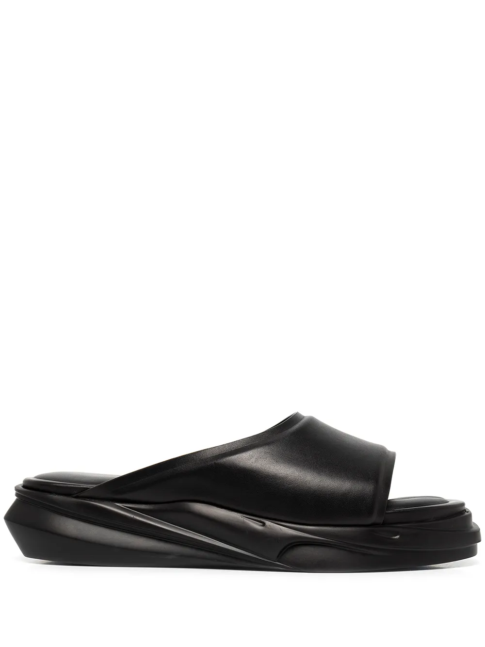 Alyx Mono Leather Slide Sandals In Black