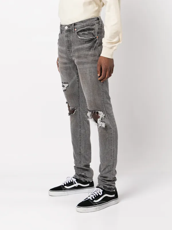 Purple Brand ダメージ スリムジーンズ | グレー | FARFETCH JP