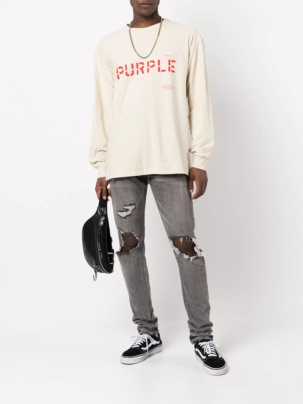 purplebrand Purple Brand Slim-fit jeans met vervaagd effect - Grijs