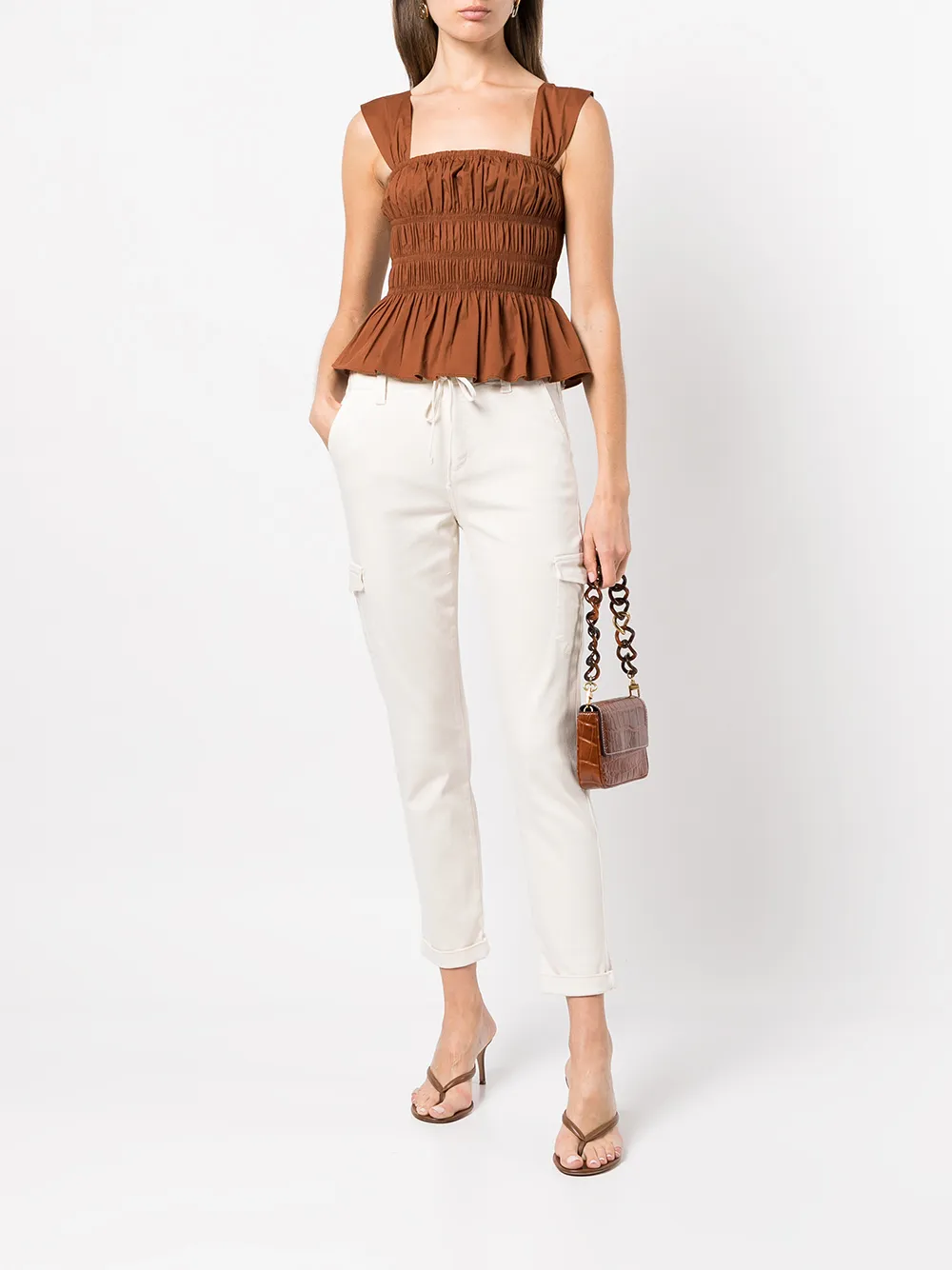 STAUD Elastische blouse - Bruin