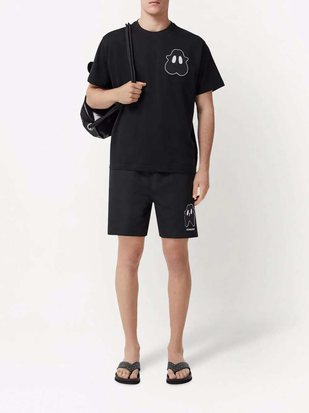 Burberry T-shirt met monsterprint - Zwart
