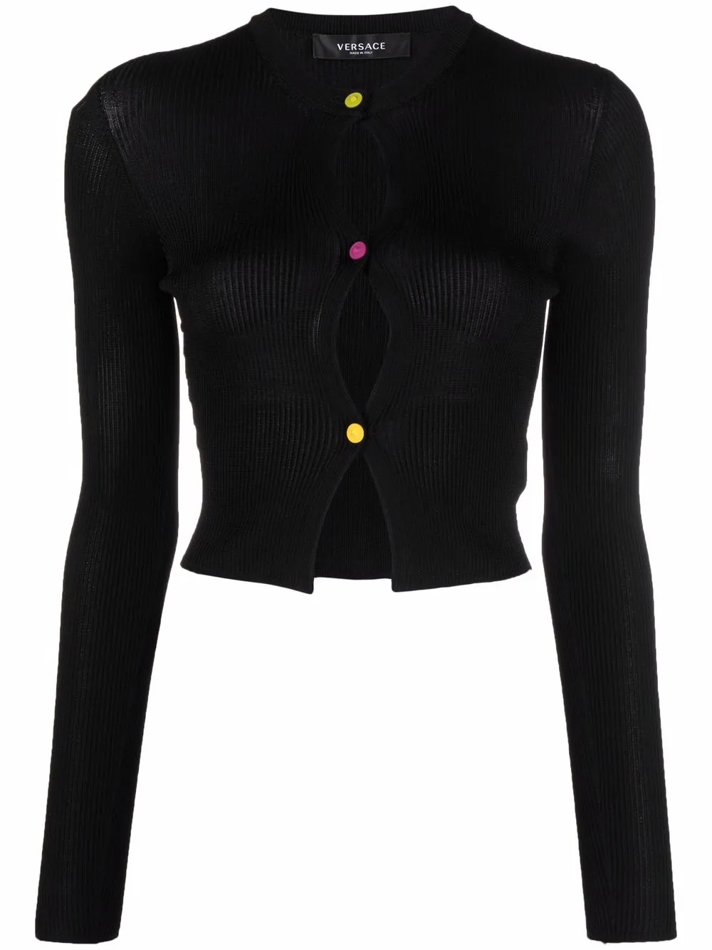 

Versace cárdigan tejido de canalé corto - Negro