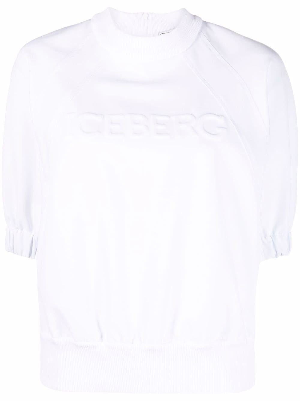 short-sleeve logo-embossed sweatshirt