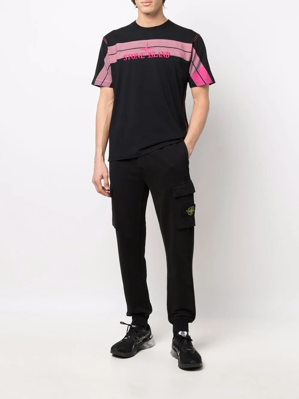 stone island black track pants