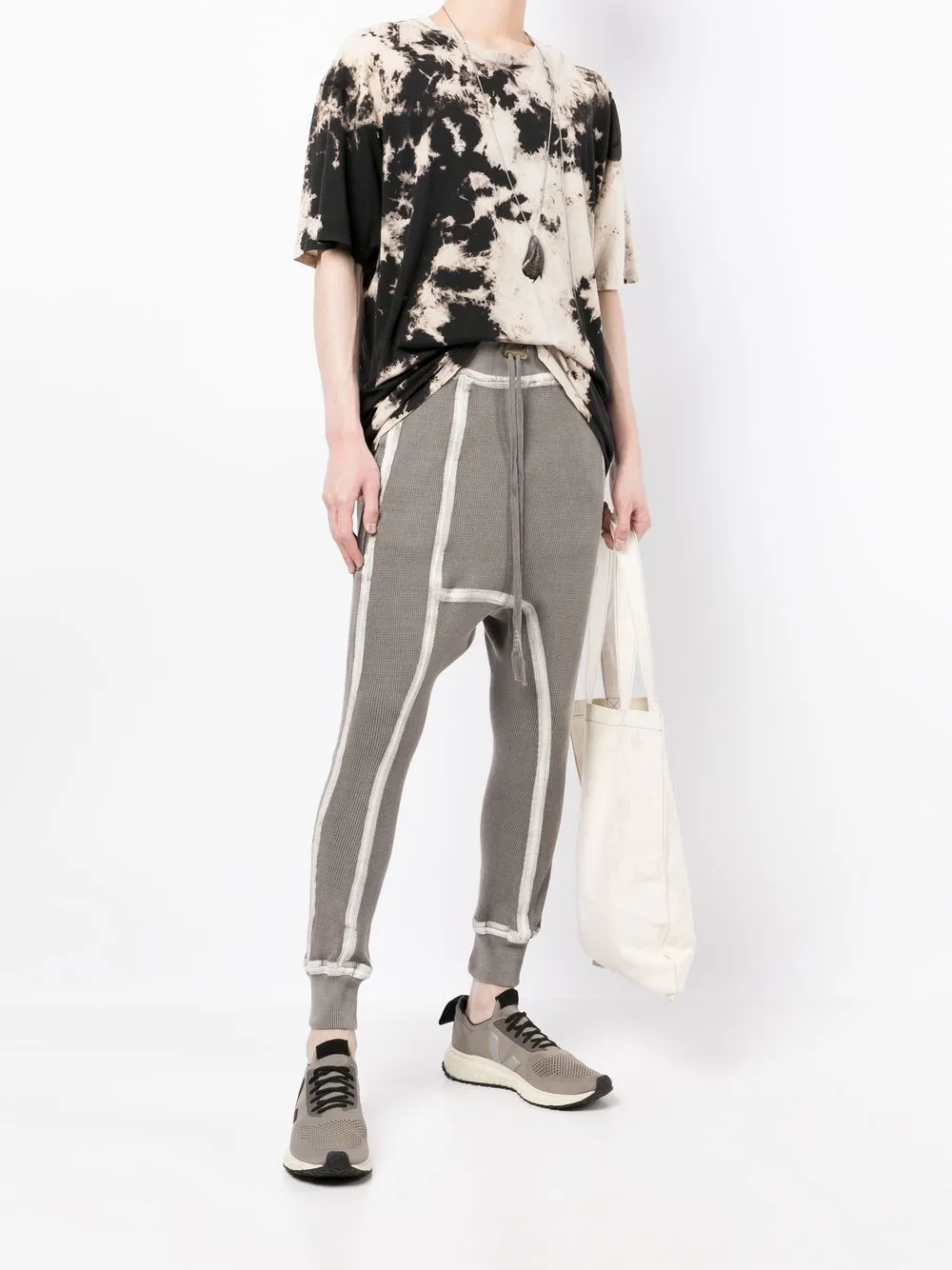 Shop Boris Bidjan Saberi Tape-detail Drawstring Track Pants In Braun