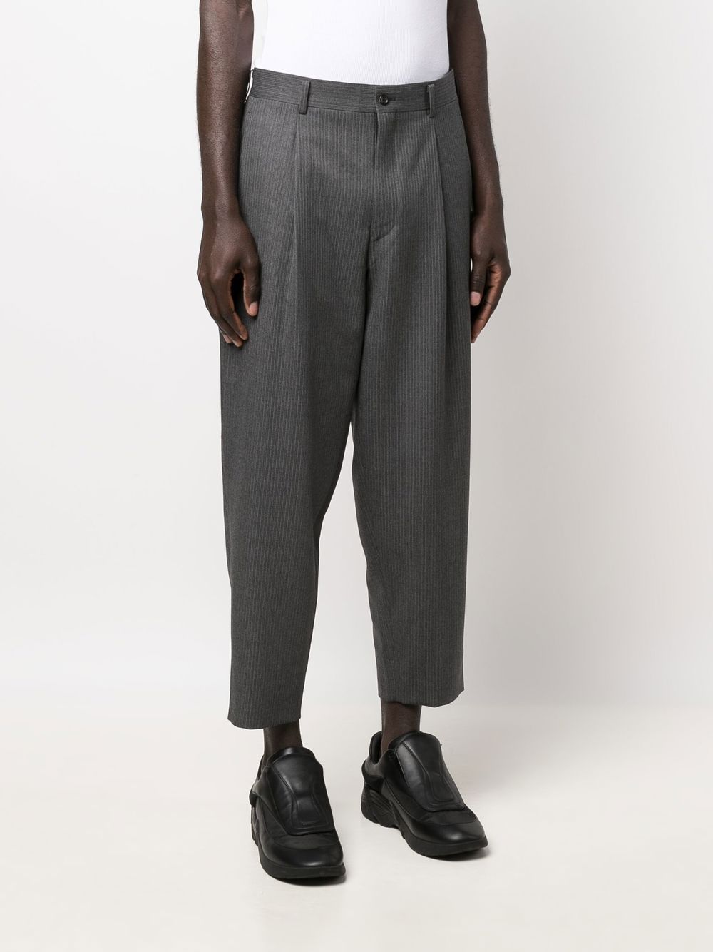 Comme Des Garçons Homme Plus Pinstripe Tapered Cropped Trousers - Farfetch