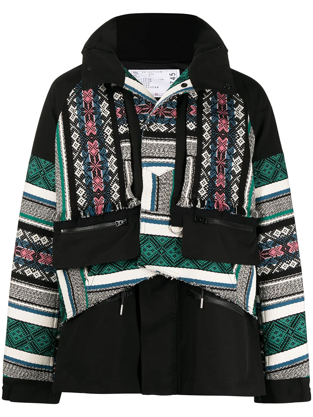 

sacai chamarra en jacquard con capucha - Negro