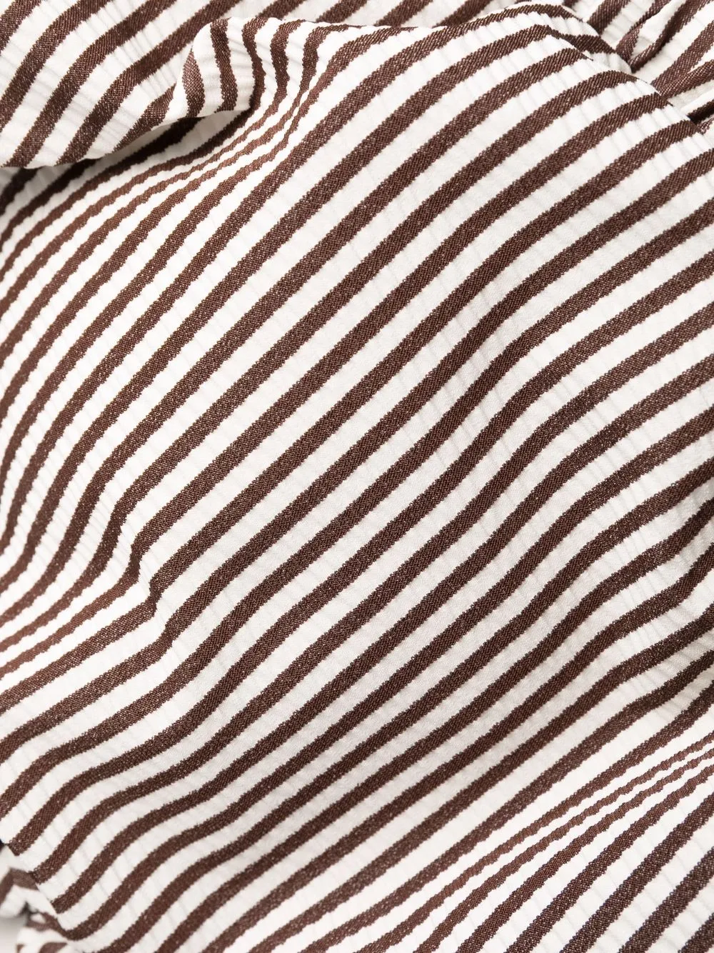  Ganni Ruched Striped Bikini Top - Brown 