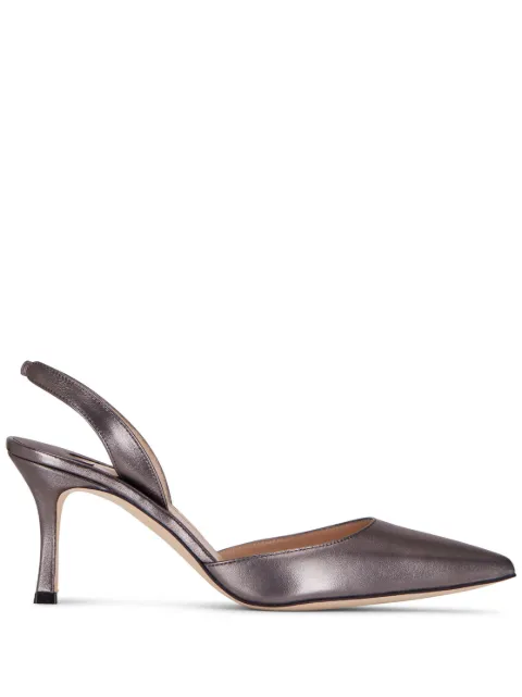 Manolo Blahnik metallic-effect slingback heeled pumps 