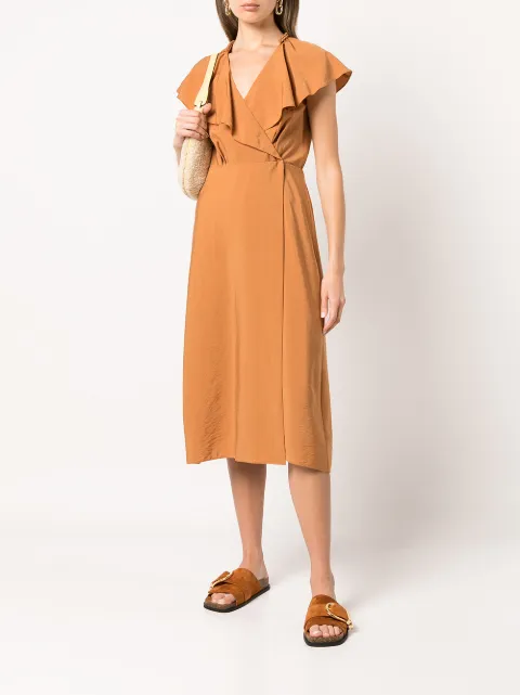 Vince ruffled wrap midi dress V823951509COPPER - 1