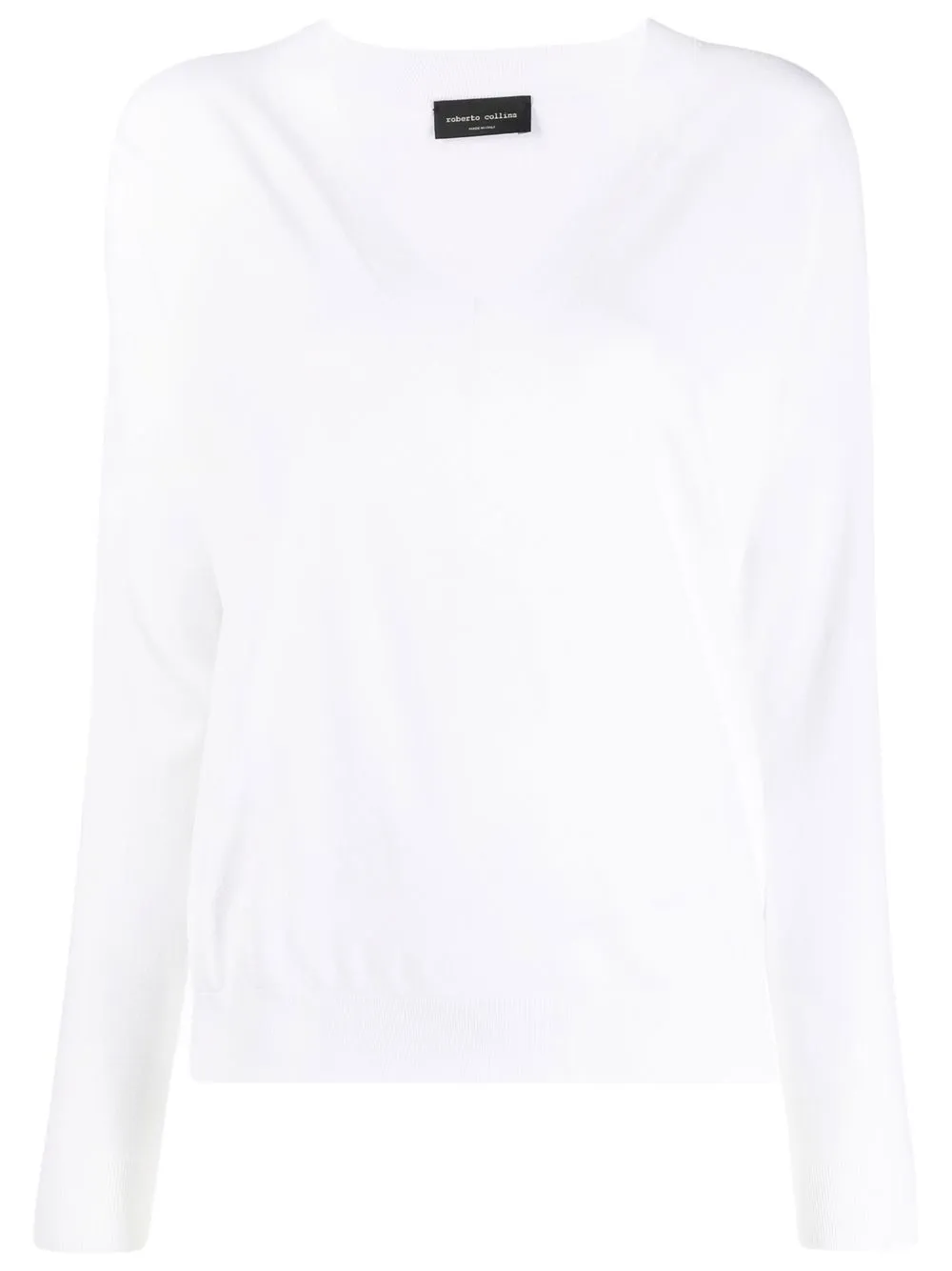 

Roberto Collina top tejido con cuello en V - Blanco