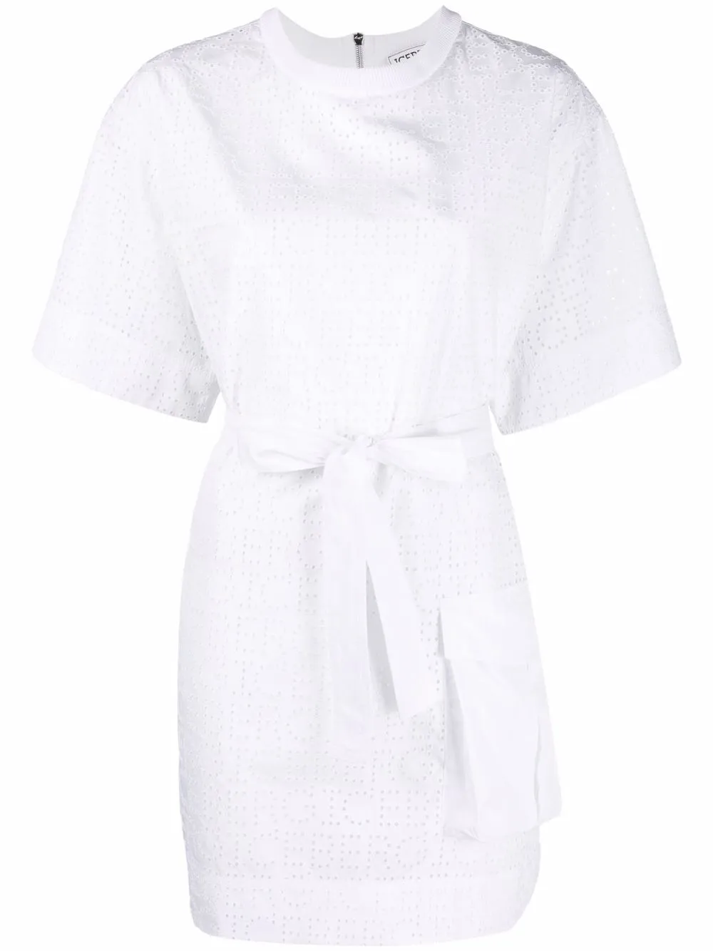 logo-perforated mini dress