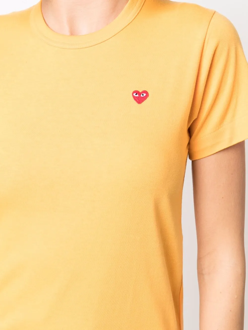 Comme Des Garcons Play cotton embroidered logo T shirt women Cotton L Yellow