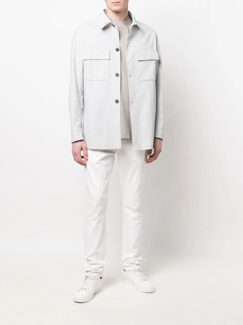 Hevo Geruit shirtjack - Wit