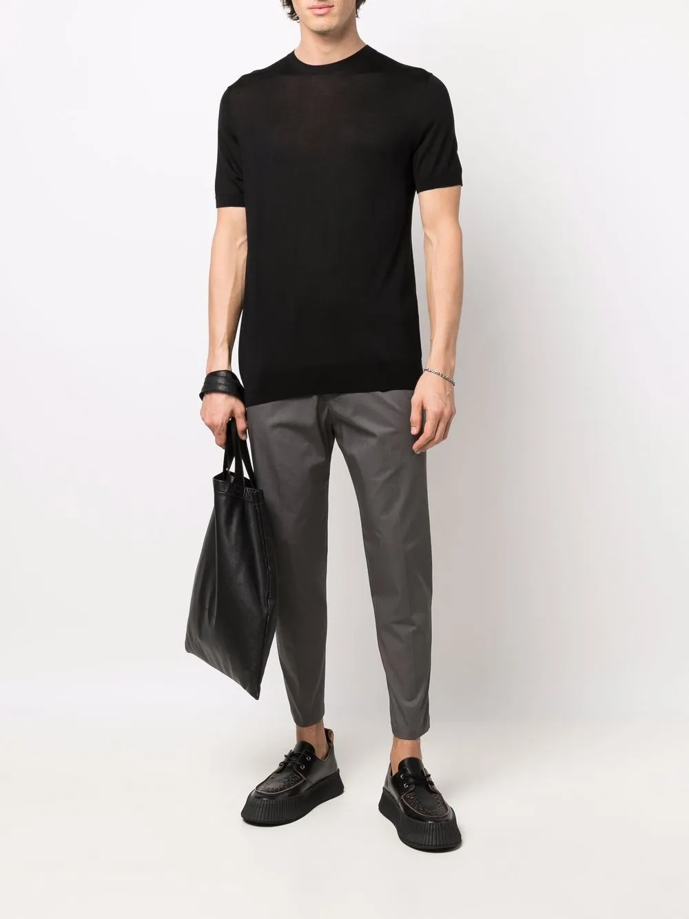 Low Brand T-shirt met ronde hals - Zwart
