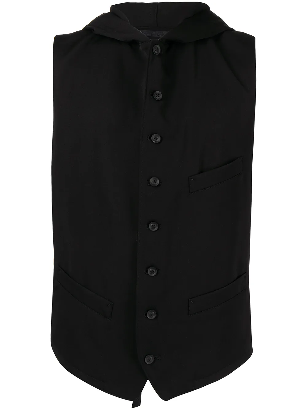 

Yohji Yamamoto chaleco con botones y capucha - Negro