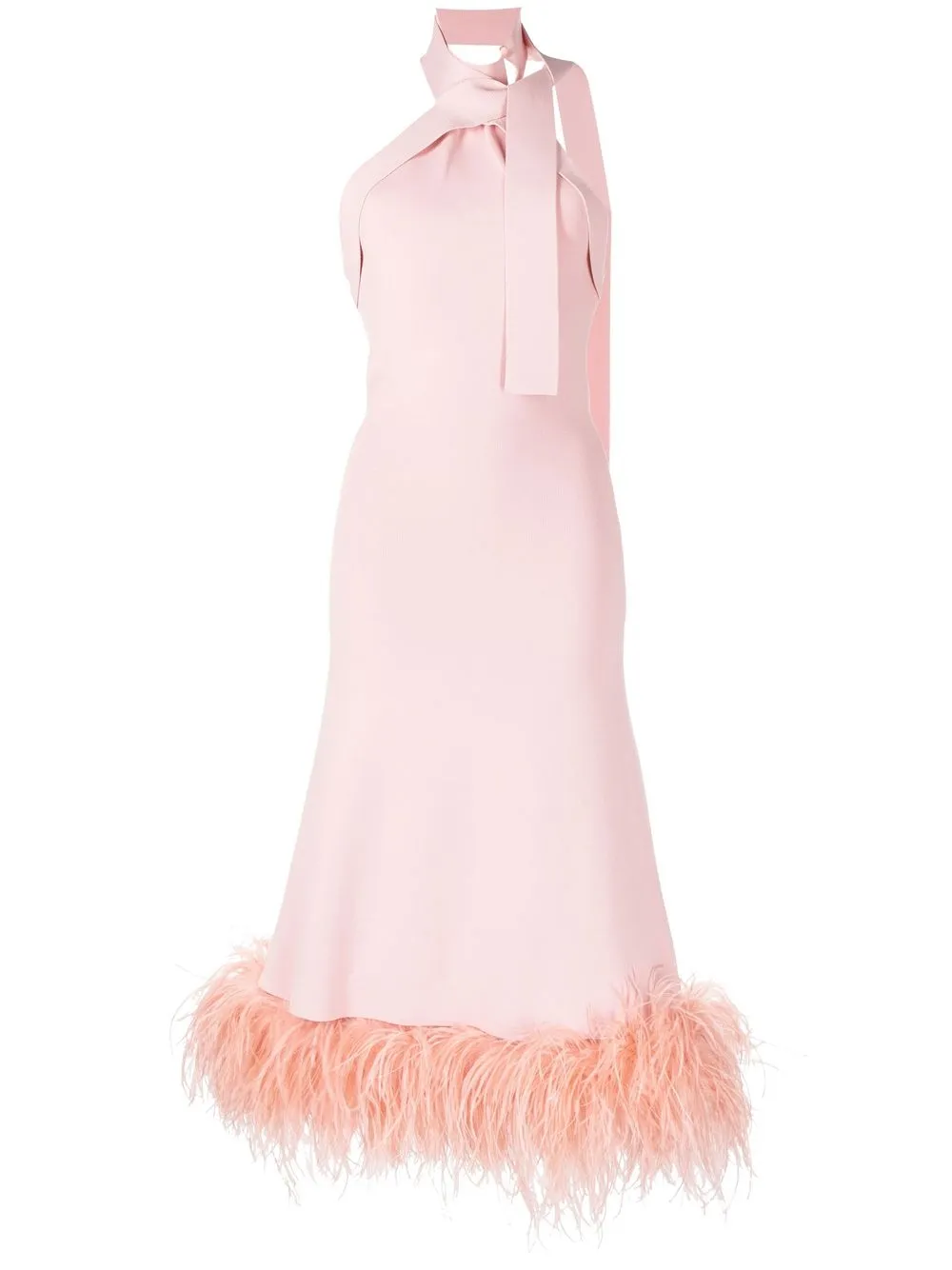 

Rachel Gilbert Rita feather-trim halterneck dress - Pink