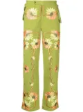 BODE Victorian floral-embroidered trousers - Green
