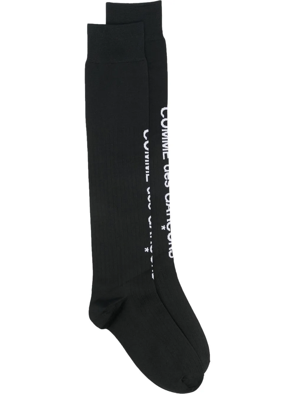 

Comme Des Garçons Homme Plus calcetines tejidos de canalé con logo en intarsia - Negro
