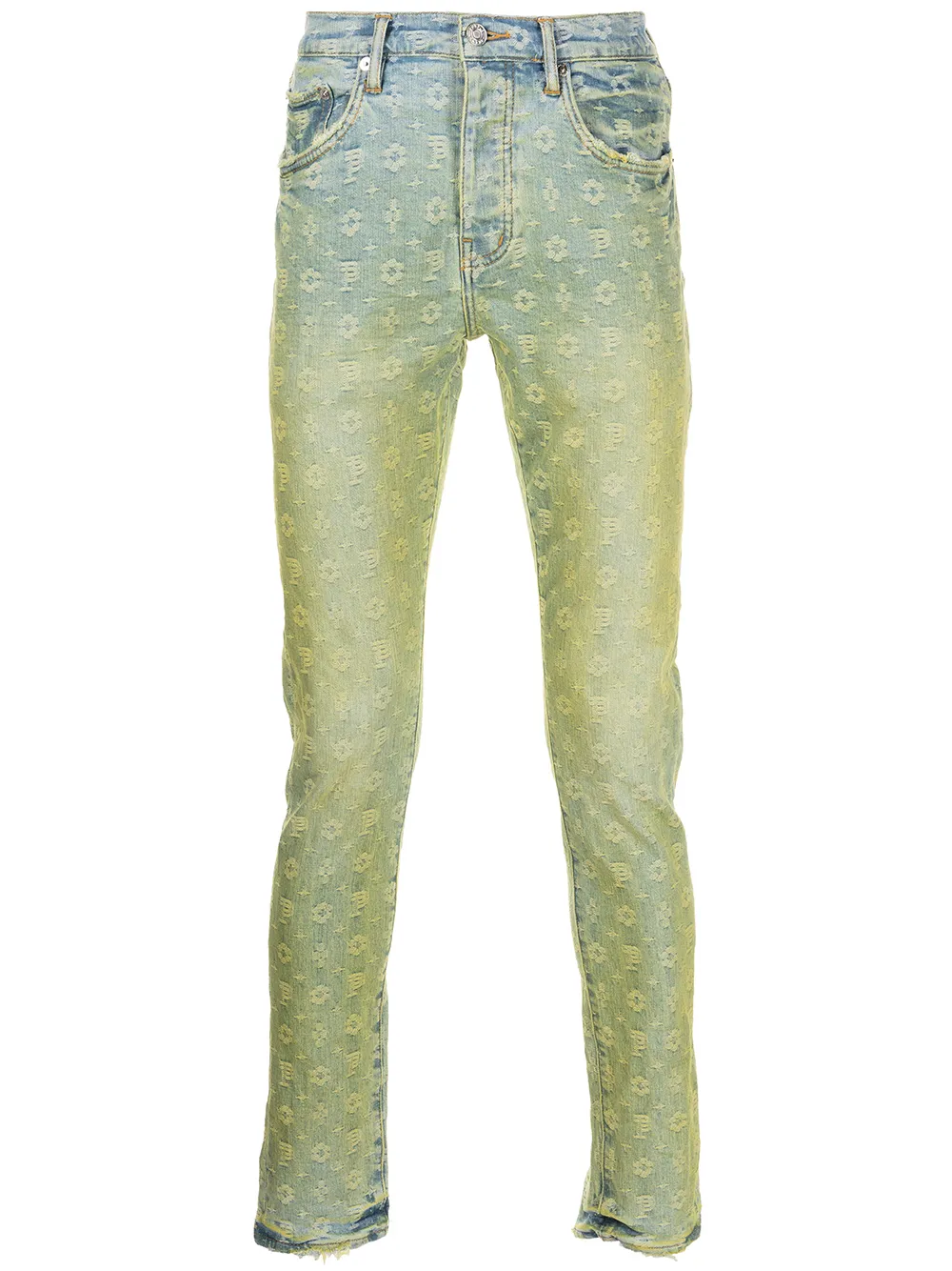 

Purple Brand jeans slim de tiro bajo con monograma - Azul