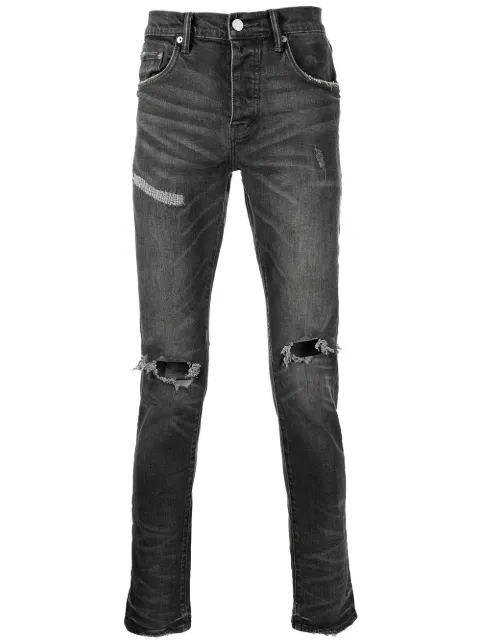 Purple Brand slim-fit frayed-knee jeans