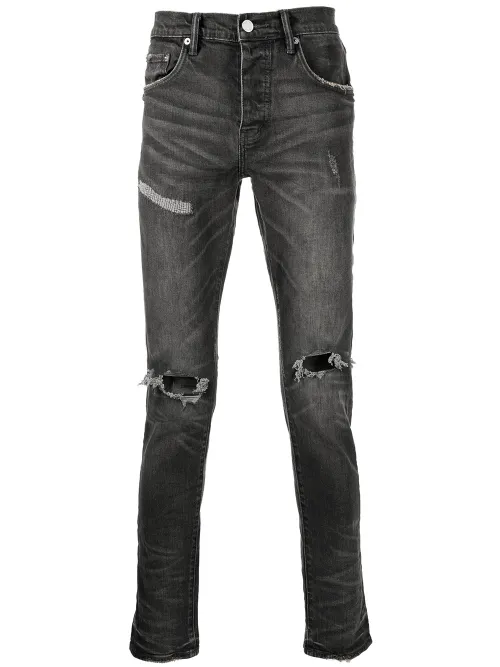 Jean slim à détails de franges - Purple Brand - Modalova