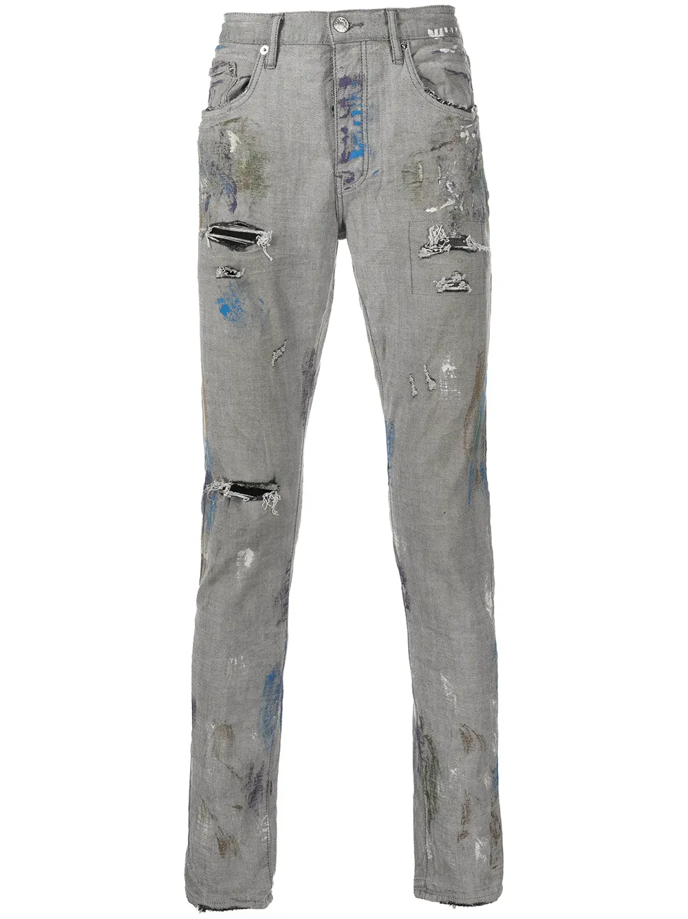 

Purple Brand paint-splattered slim-fit jeans - Grey