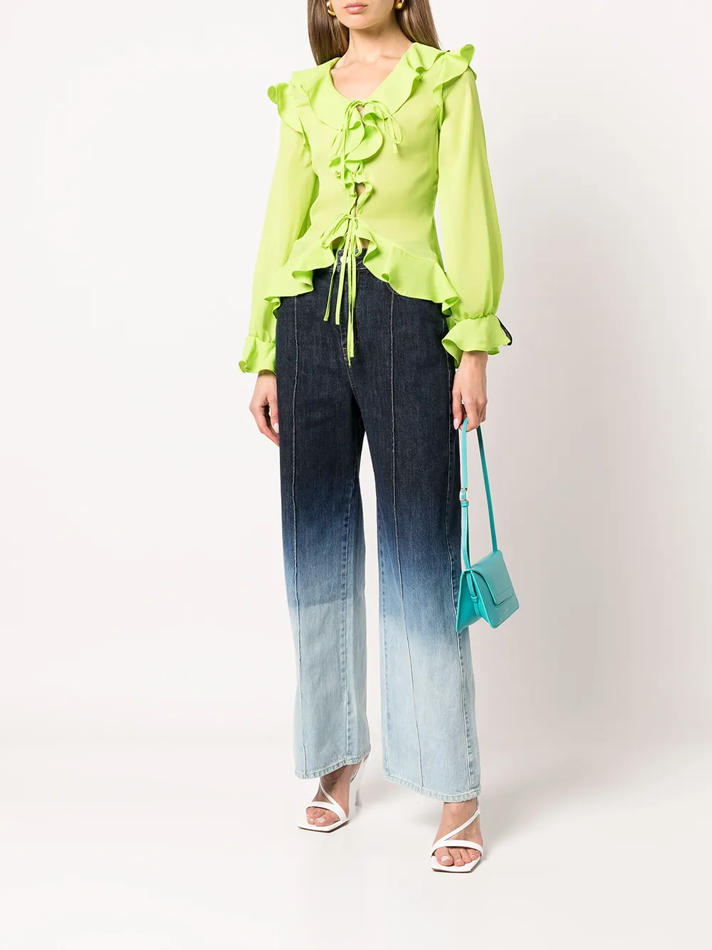 Rokh Blouse met ruches - Groen