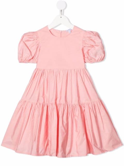 Piccola Ludo puff-sleeve tiered dress