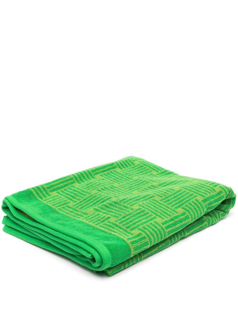 Bottega Veneta Intreccio-print Cotton Terry Beach Towel In Green