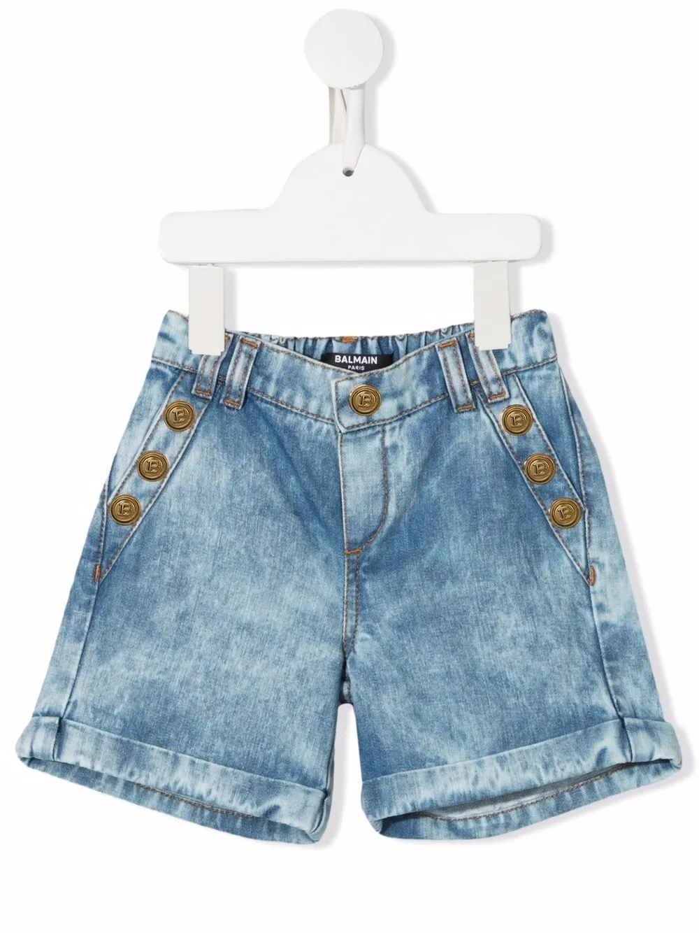 Balmain Kids shorts de mezclilla con botones - Azul