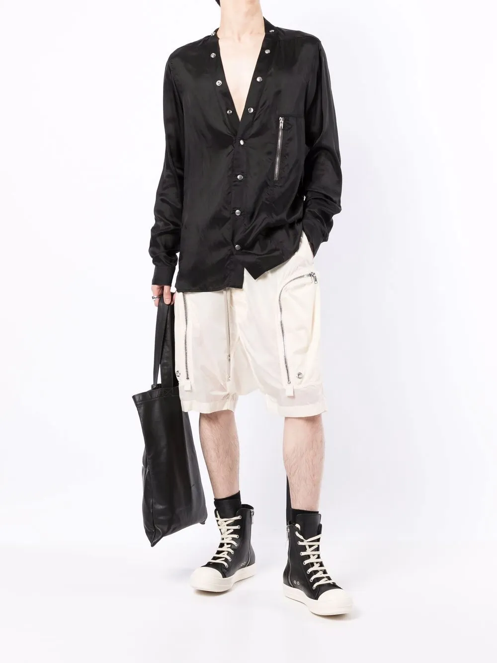 rickowensdrkshdw Rick Owens DRKSHDW Shorts met verlaagd kruis - Wit