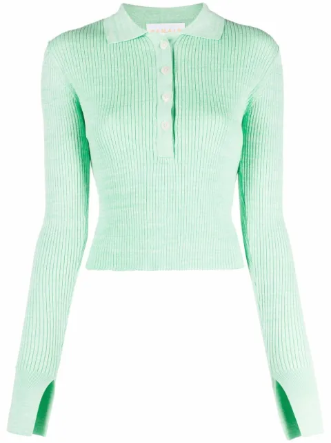 REMAIN - ribbed-knit polo top
