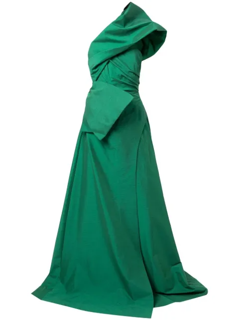 Rachel Gilbert Archer asymmetric neck gown 22SSRG61230GRN - 0