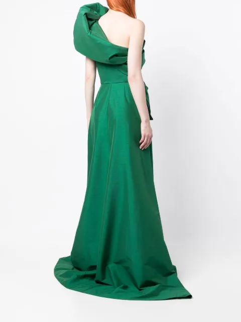 Rachel Gilbert Archer asymmetric neck gown 22SSRG61230GRN - 3