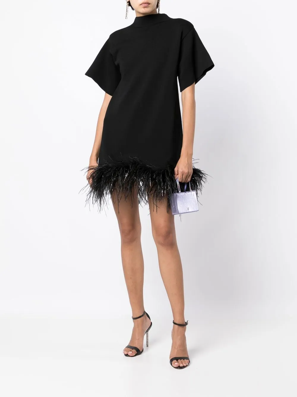 Rachel Gilbert Mini-jurk met veren afwerking - Zwart