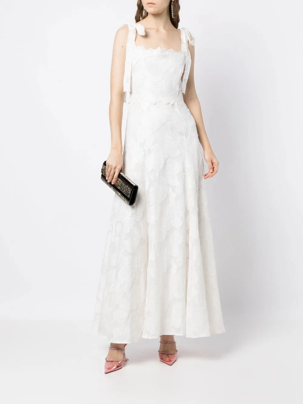 Rachel Gilbert Maxi-jurk met bloemenkant - Wit