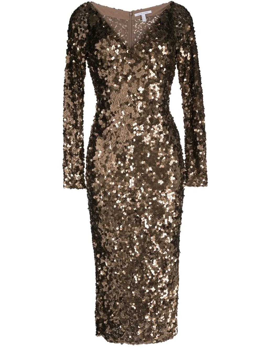 Rachel Gilbert Fleur fitted sequinned midi-dress - Gold